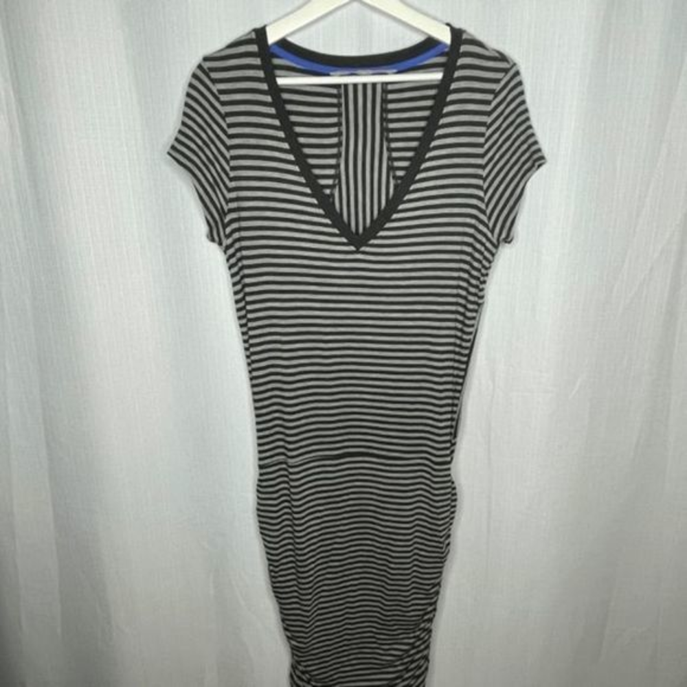 Athleta Westwood Gray Black Ruched‎ Dress